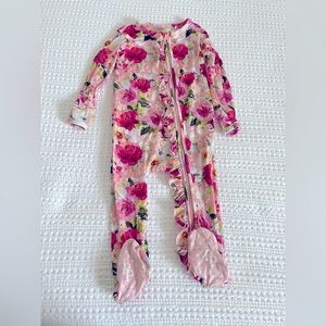 Posh Peanut Zip-up Pajamas in Rose Print